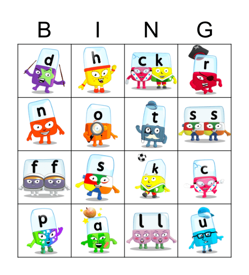 Alphablocks Phase 2 Bingo Card