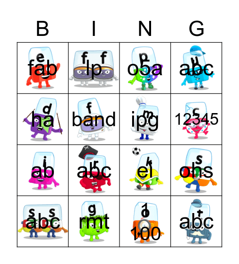 Alphablocks Phase 2 Bingo Card