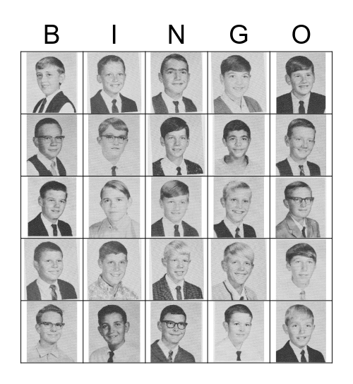 Seventh Grade Boys Bingo Card