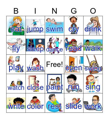 Verbs 1 Bingo Card