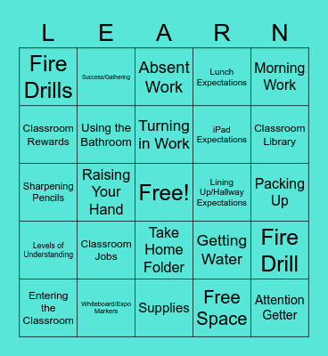 Classroom BINGO Card