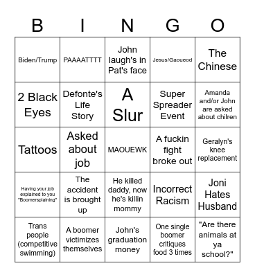 Maouewk Day Bingo Card