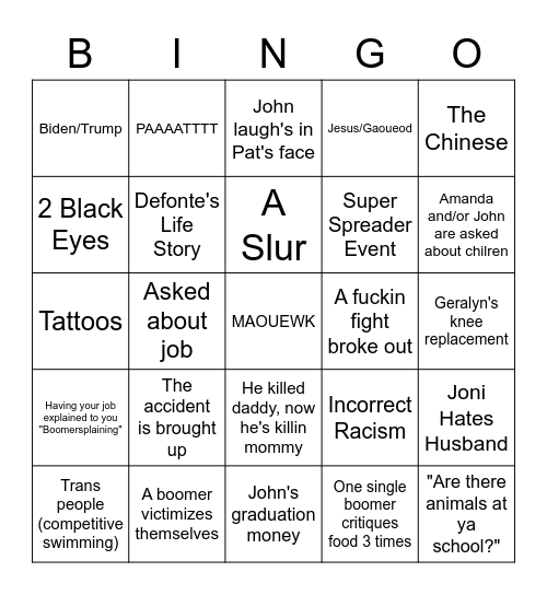 Maouewk Day Bingo Card