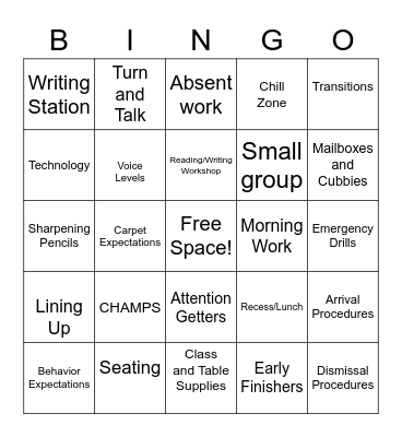 Procedure Bingo! Bingo Card
