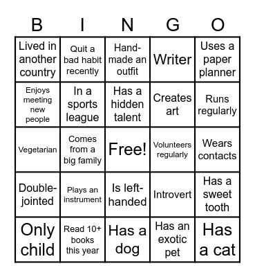 Get To Know You Bingo! Bingo Card