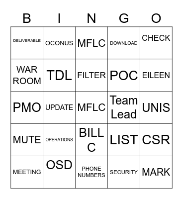Deliverable 14 BINGO Card