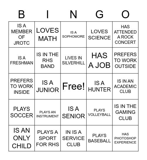 GET TO KNOW EACH OTHER Bingo Card