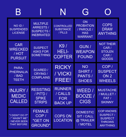 BMS COPS BINGO Card