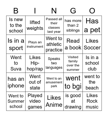 Mr Corona's Bingo Card