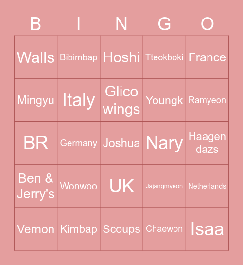 Punya nary  ✿ Bingo Card