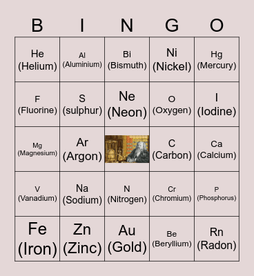 Periodic Table of Elements Bingo Card