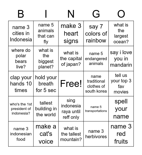 Have Fun Bingo Card