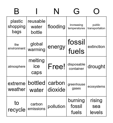 Environment Bingo Card