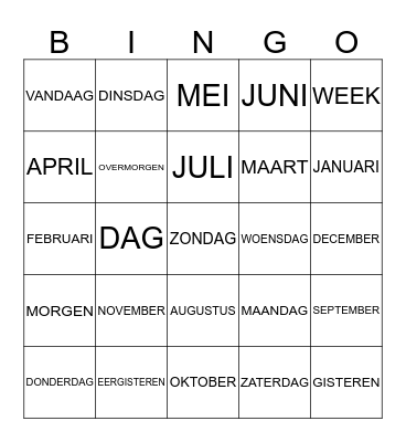 Kalender BINGO  Bingo Card