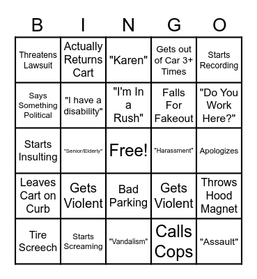 Lazy Bones Bingo Card