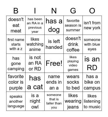 Ice Breaker Bingo Card