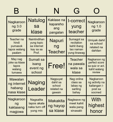 S.Y. 2022 - 2023 Bingo Card