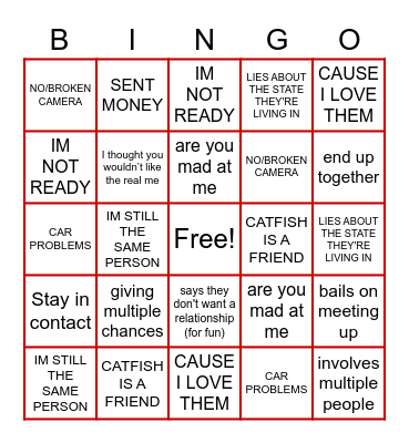 Red Flag Bingo Card