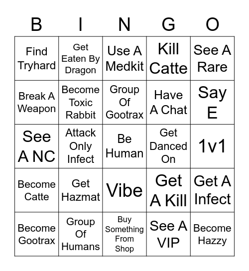 Kaiju paradise RULES: 1 No doing these on purpose Bingo Card