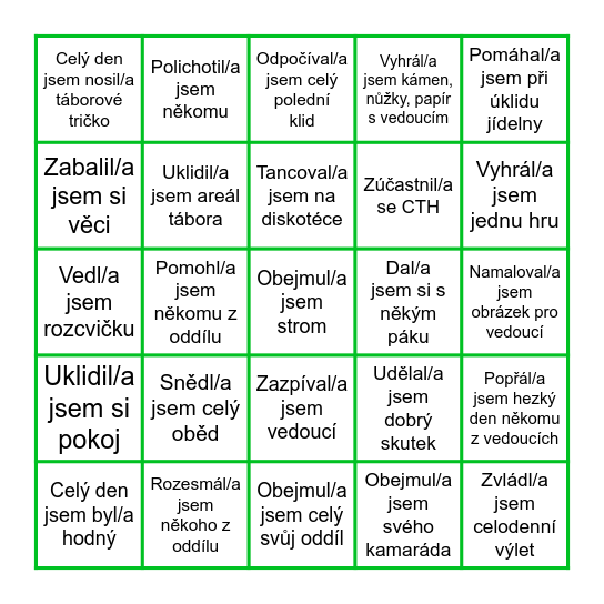 Sobeňák 2022 Bingo Card