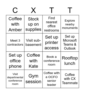 HUD CFO CX Bingo Card