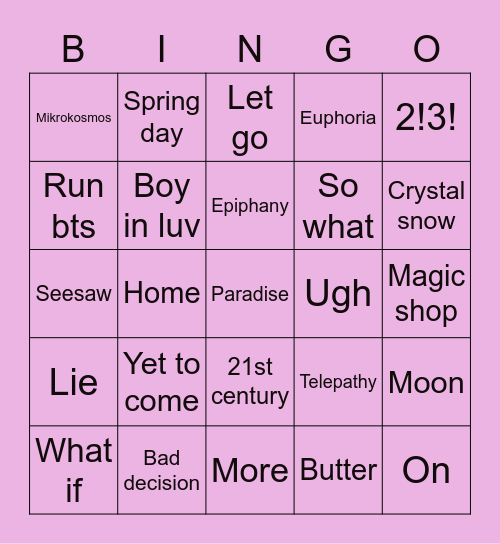 Affu🦋✨ Bingo Card