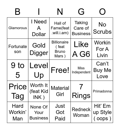 BINGO BILLS Bingo Card