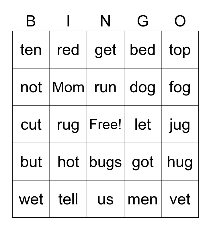 Review Bingo 4-6 Bingo Card