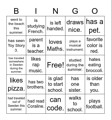 Find someone who... Bingo Card