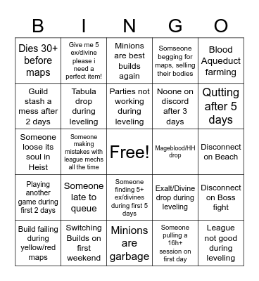 PewPew Bingo Card