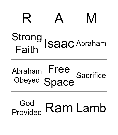 God Tested Abraham Bingo Card