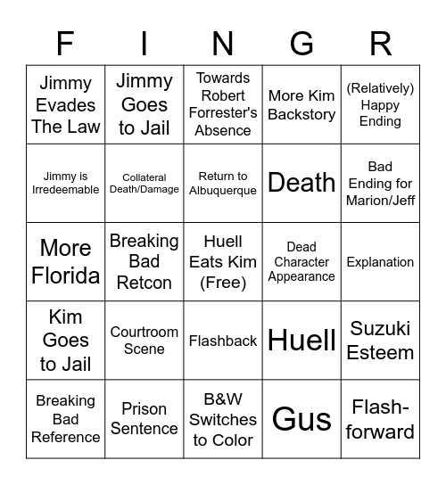 Kid Named Bingo Card