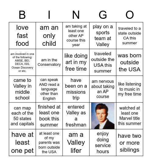 Get to Know Ya Bingo Card