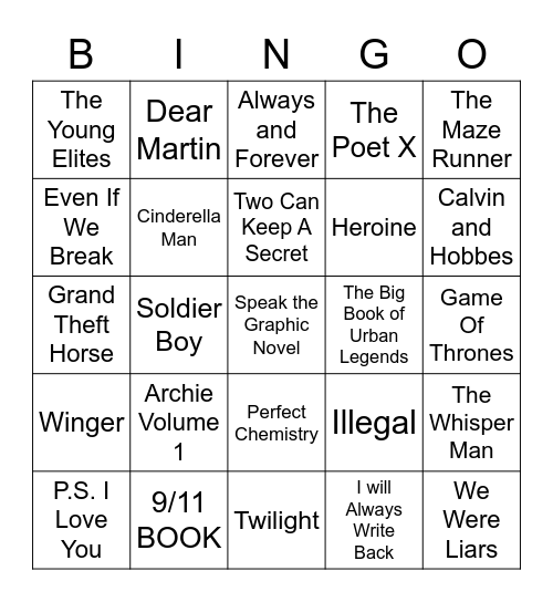 Book Bingo Card