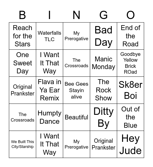 LRMS Middle School Bingo Card