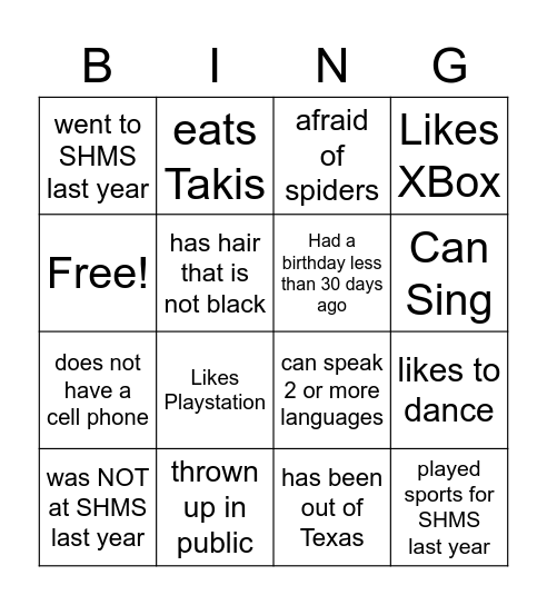 Find Someone Who? Bingo Card