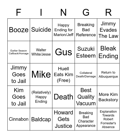 Kid Named Bingo Card