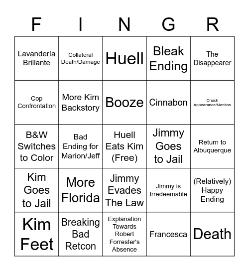 Kid Named Bingo Card