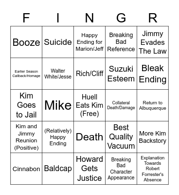 Kid Named Bingo Card