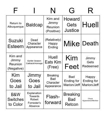 Kid Named Bingo Card