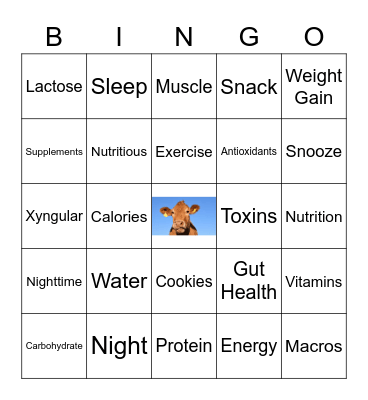 Nutrition Bingo Card