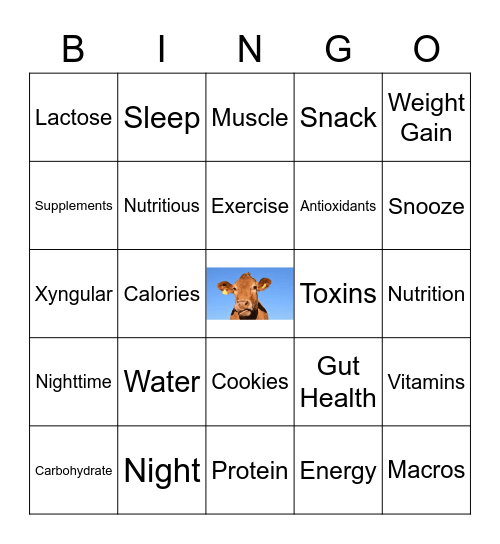 Nutrition Bingo Card