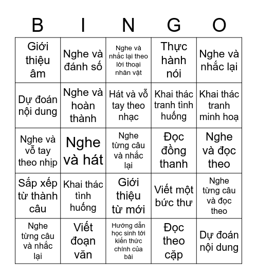 PHƯƠNG PHÁP VÀ HÌNH THỨC TỔ CHỨC DẠY HỌC Bingo Card