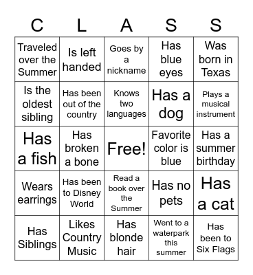 GET TO KNOW YOUR... Bingo Card