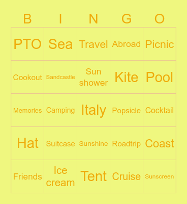 Summer Bash Bingo Card