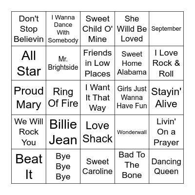 Music Bingo Card