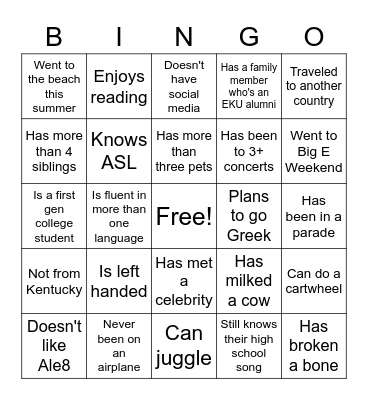 Find Someone Who... Bingo Card