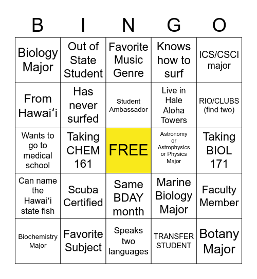 CNS Name BINGO Card