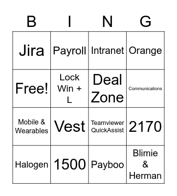 BH Bingo Card