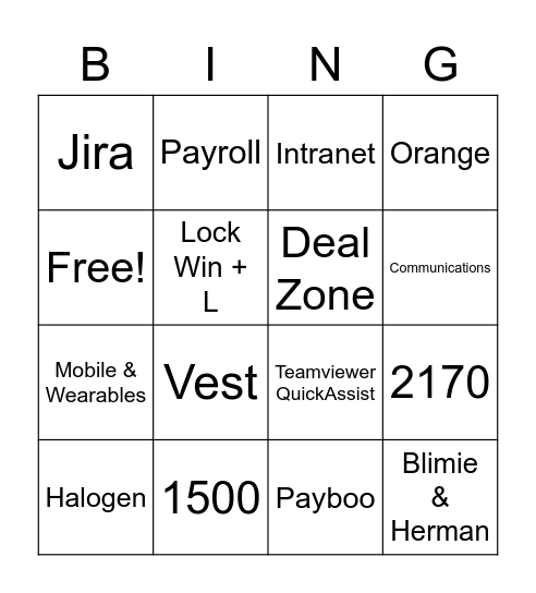 BH Bingo Card